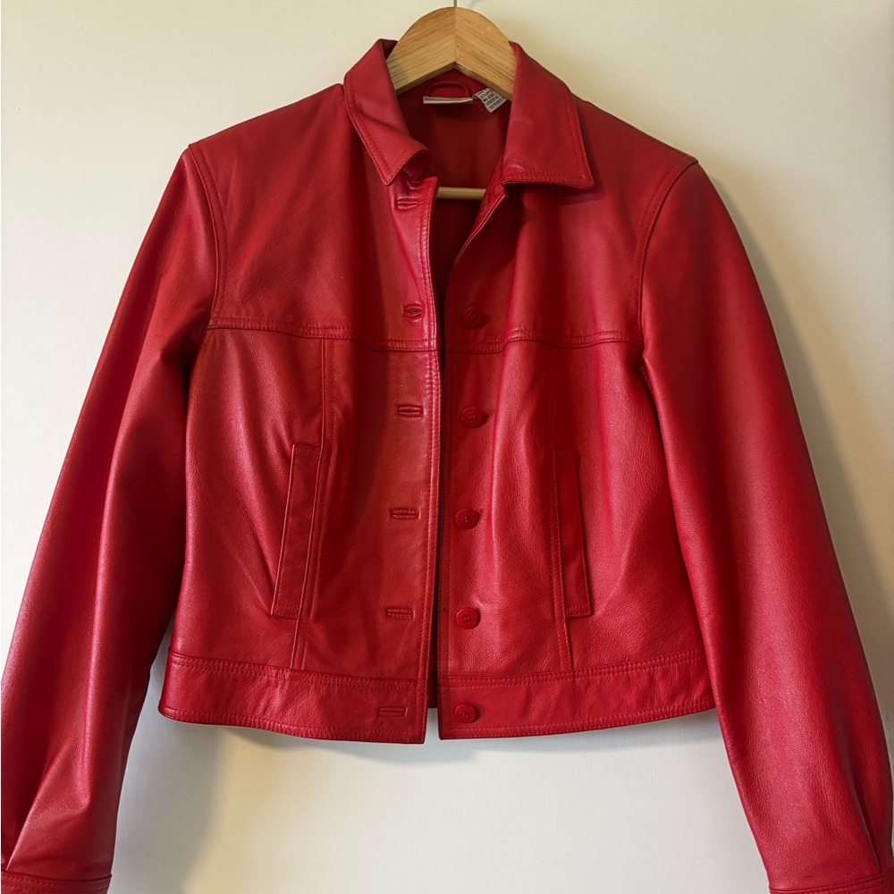 Newport News • VINTAGE 90s Red Leather Jacket • Size Small